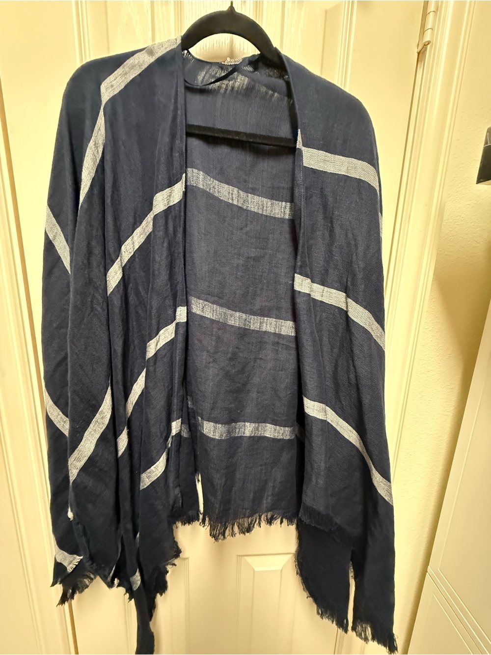 Tommy Hilfiger Navy and White Striped Wrap Scarf